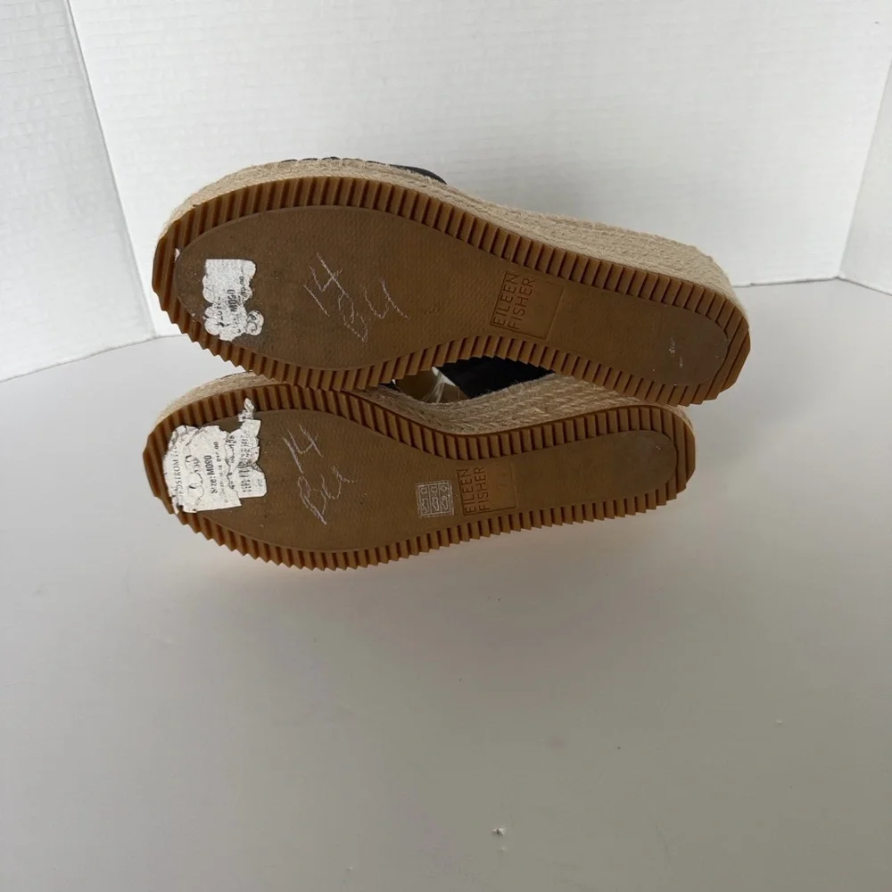 Eileen Fisher Weslia Twilight Blue Suede Leather Espadrille Wedge Sandal Size 9